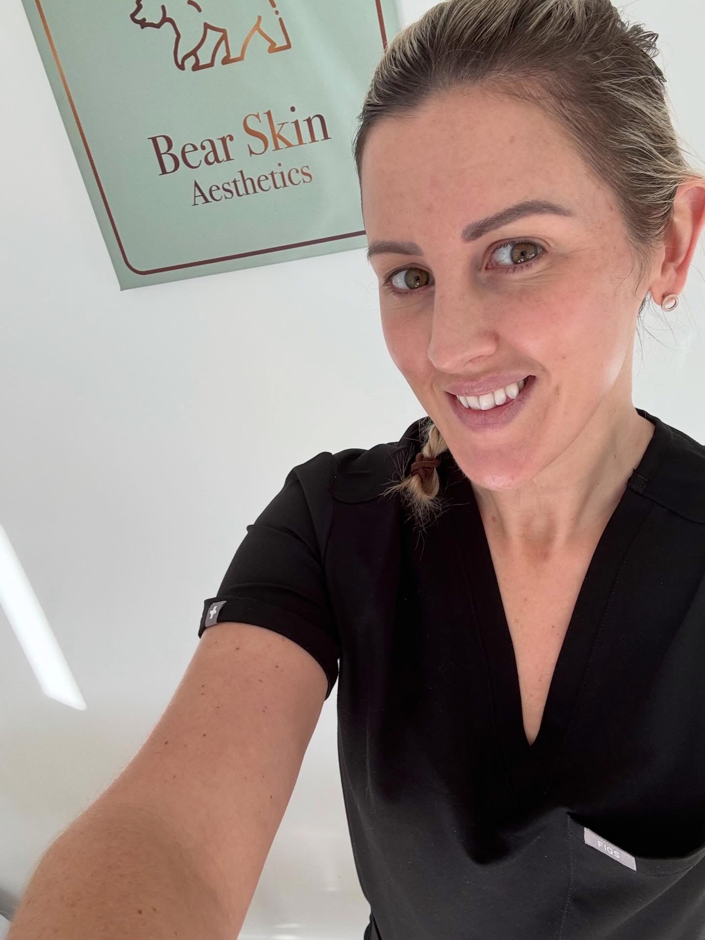 Jess, founder of Bear Skin Aesthetics, in clinic